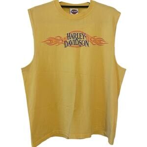 VTG Y2K Harley Davidson Flames 2006 Pikes Peak Colorado Sleeveless Shirt Adult L